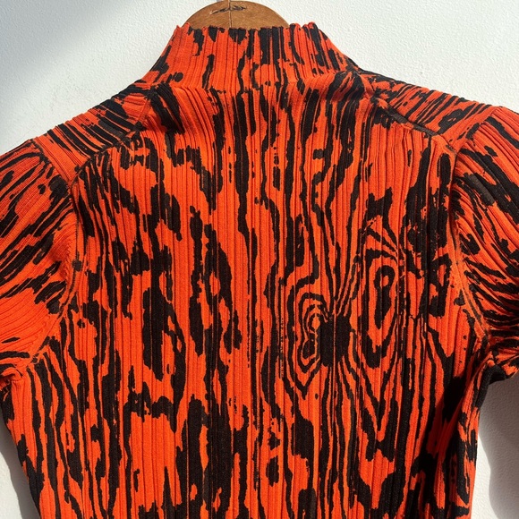 ACNE STUDIOS Wood-print Ribbed Top Red/black In Orange - Picture 6 of 10